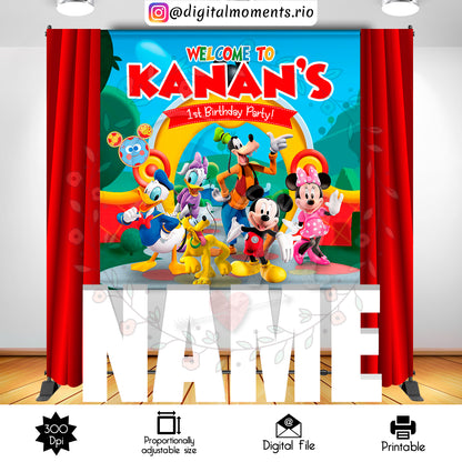 Mickey Clubhouse 6x6, events, mickey, clubhouse, custom, backdrop, 6x6
