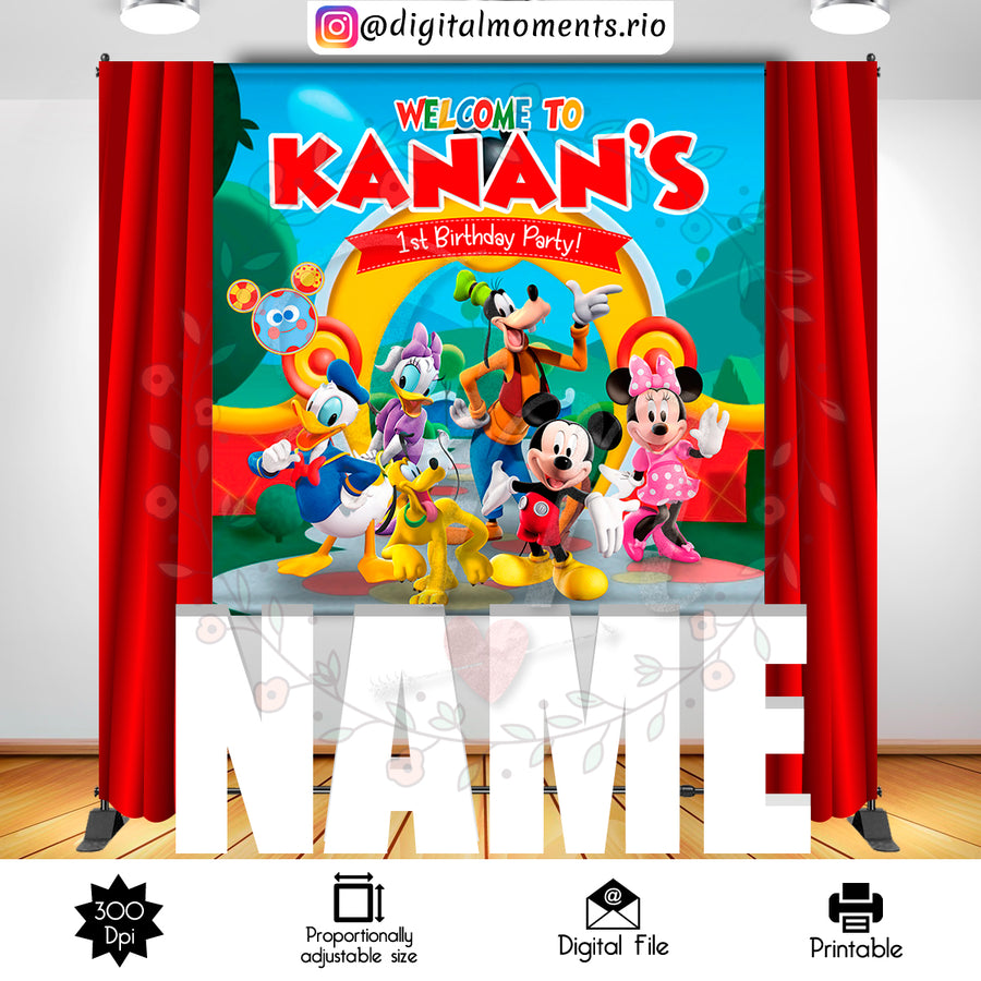 Mickey Clubhouse 6x6 Custom Backdrop, Digital file only | Custom Digital Download for Kids Party or Event