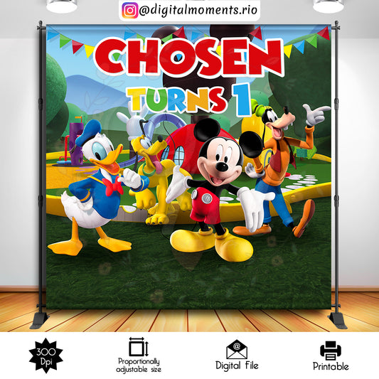 Mickey Clubhouse 8x8 Custom Backdrop, Digital file only