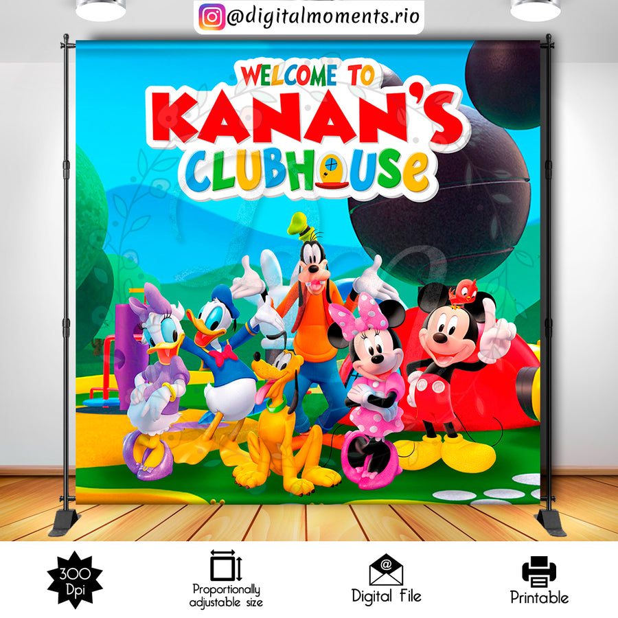Mickey Clubhouse 8x8 Custom Backdrop, Digital file only | Custom Digital Download for Kids Party or Event