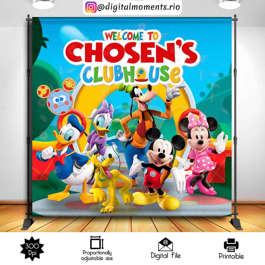 Mickey Clubhouse 8x8 Custom Backdrop, Digital file only | Custom Digital Download for Kids Party or Event