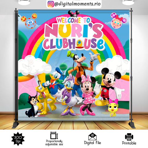Mickey Clubhouse Nuri 8x8, events, mouse, minnie, custom, 8x8, backdrop