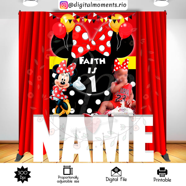 Minnie 5x6 Custom backdrop with picture, Custom Digital File | Digital Download for Events for Events. 5x6, arts, backdrop, backdrop-sign, c…