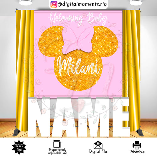 Minnie Gold 6x6, events, mouse, minnie, custom, backdrop, 6x6