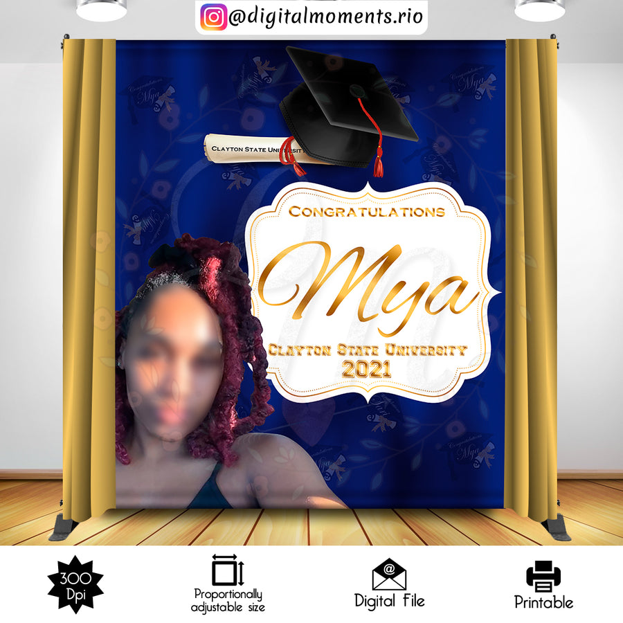 Graduation 6x7 Custom Backdrop with 1 picture, Digital file only | Custom Digital Download for Kids Party or Event