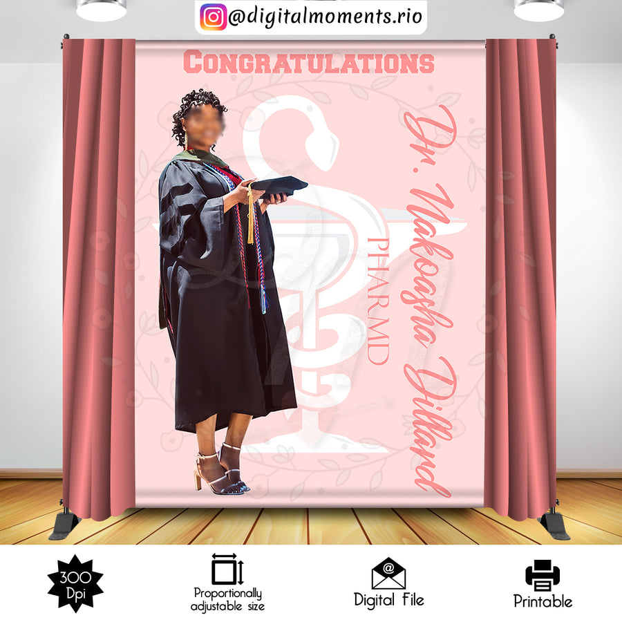 Graduation 6x8 Custom Backdrop with 1 picture, Digital file only | Custom Digital Download for Kids Party or Event