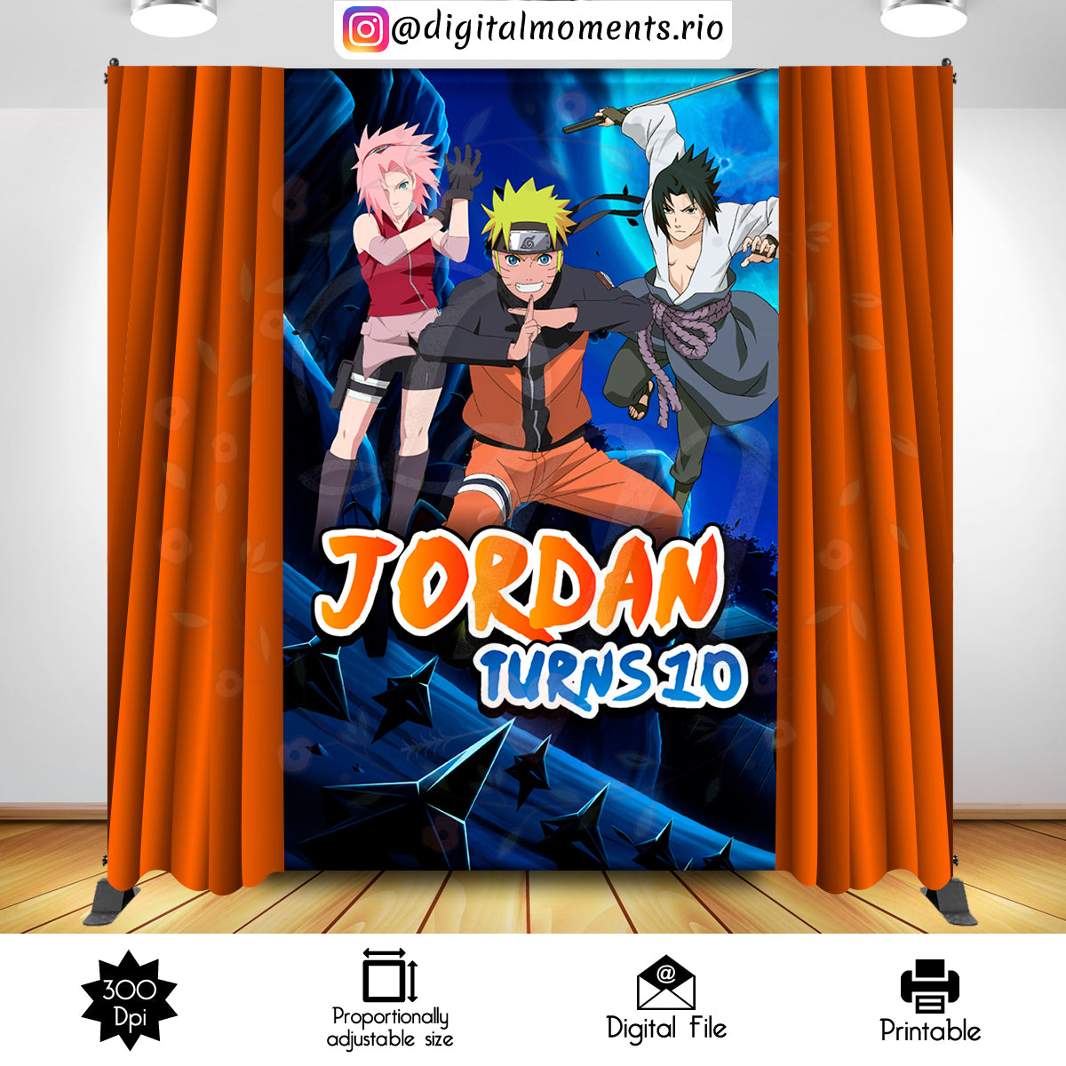 Naruto 5x8 Fondo personalizado, solo archivo digital