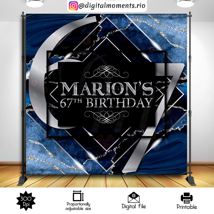Navy Blue Marble 8x8 Custom Backdrop, Digital file only | Custom Digital Download for Kids Party or Event