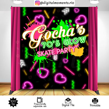 Neon Party 5x6 Fondo personalizado, solo archivo digital