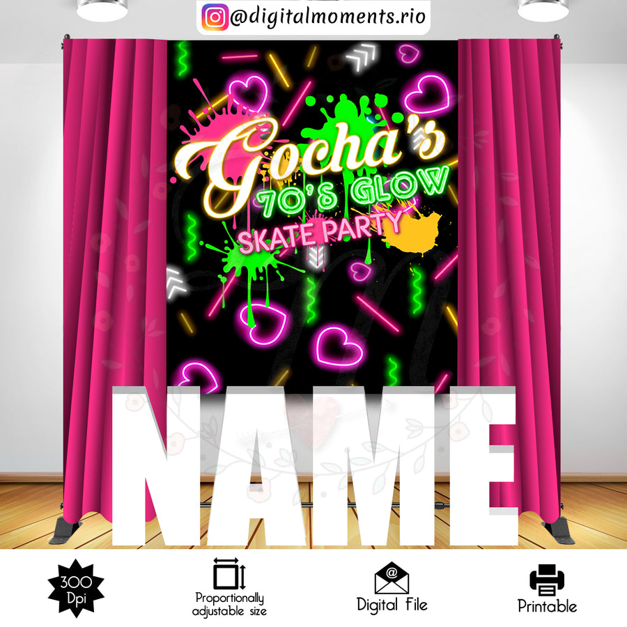 Neon Party 5x6 Custom Backdrop, Digital file only | Custom Digital Download for Kids Party or Event