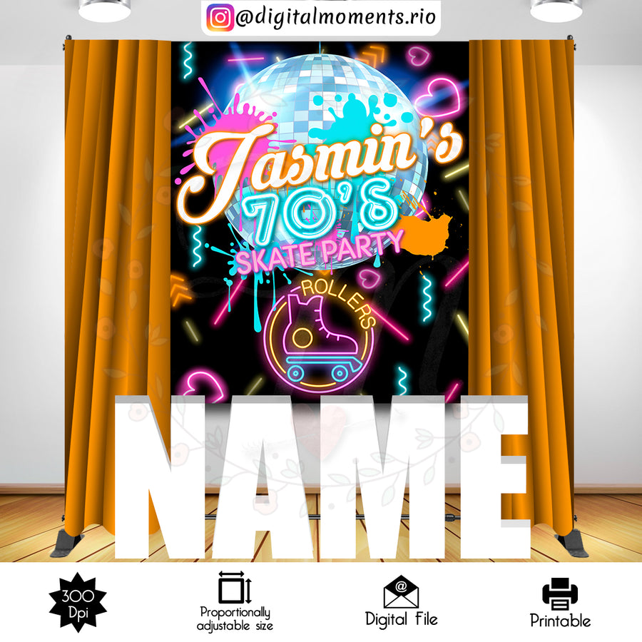 Neon Party 5x6 Custom Backdrop, Digital file only | Custom Digital Download for Kids Party or Event