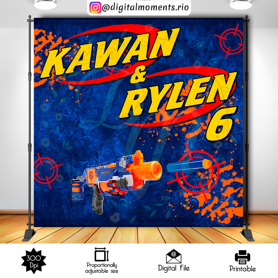 Nerf 8x8 Custom backdrop, Digital file only | Custom Digital Download for Kids Party or Event