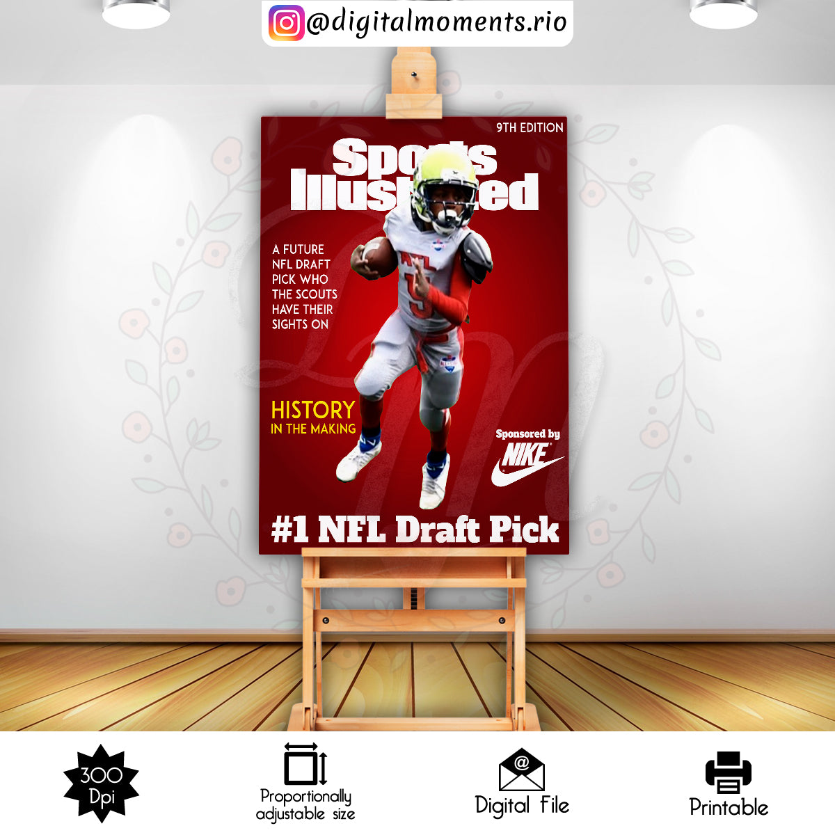 Sports Illustrated Magazine Cover 2x3 Custom sign with picture, Digital file only