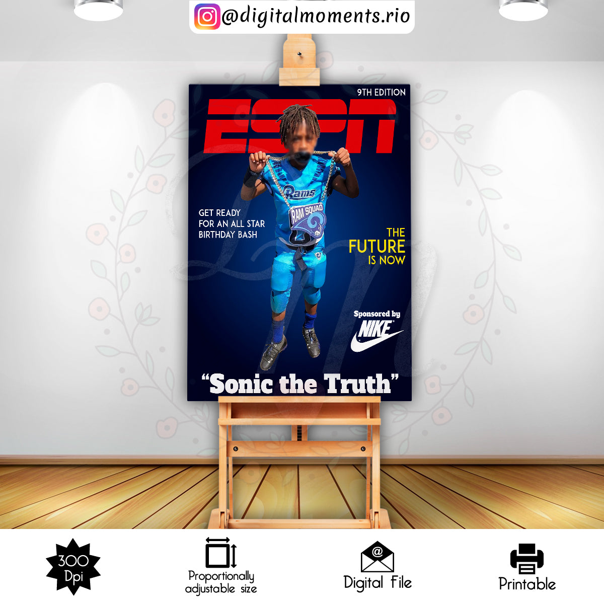 ESPN Magazine Cover 2x3 Custom sign with picture, Digital file only