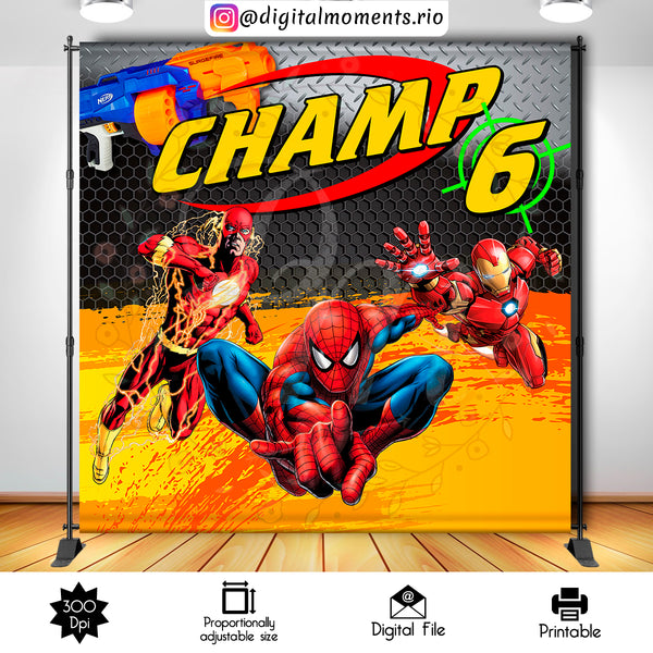 Nerf Heroes 8x8 Custom backdrop, Custom Digital File | Digital Download for Events for Events. 8x8, arts, backdrop, backdrop-sign, celebrati…