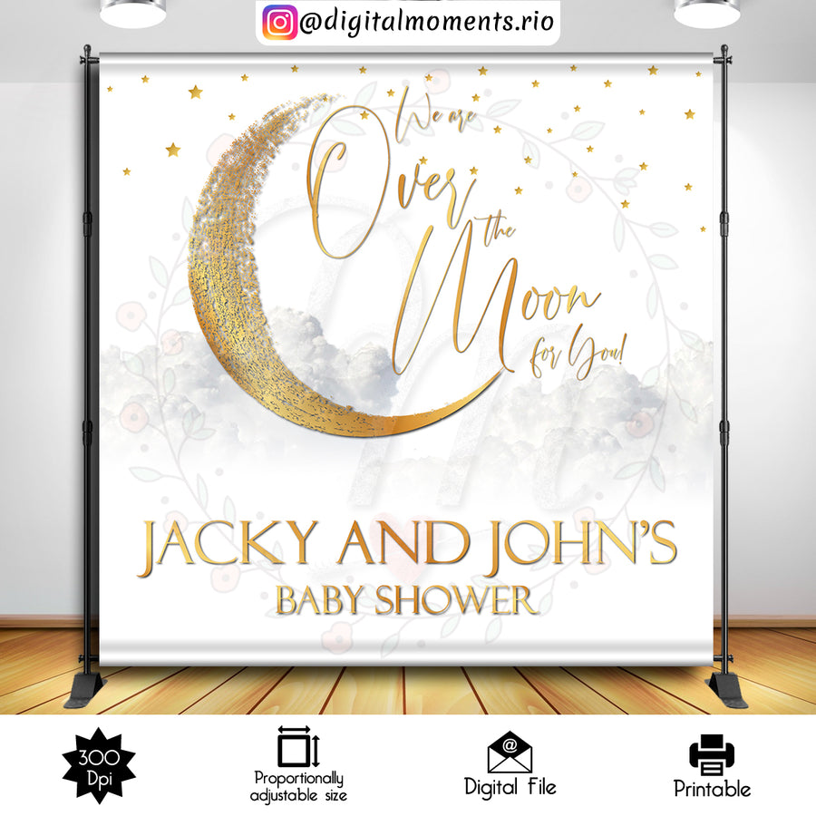 Over the Moon 8x8 Custom Backdrop, Digital file only | Custom Digital Download for Kids Party or Event