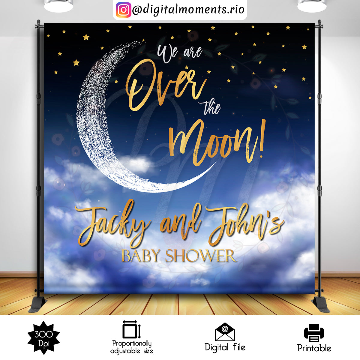 Over the Moon 8x8 Custom Backdrop, Digital file only