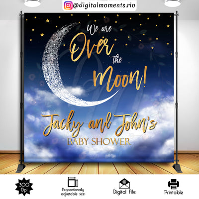 Over the Moon - Backdrop - Birthday