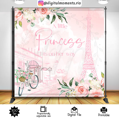 Paris Little Princess 8x8 3, events, custom, shower, baby, 8x8, backdrop, paris