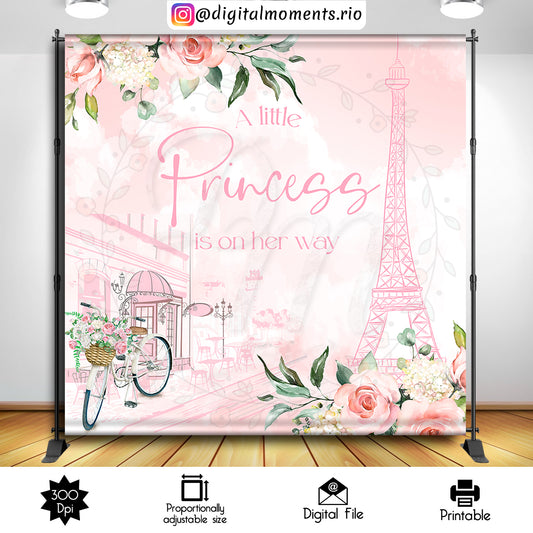 Paris Baby Shower 8x8 Custom Backdrop, Digital file only