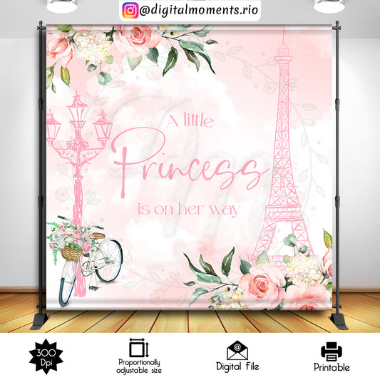 Paris Baby Shower 8x8 Custom Backdrop, Digital file only