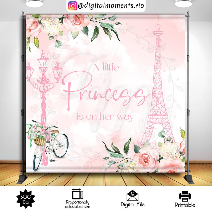 Paris Baby Shower 8x8 Custom Backdrop, Digital file only | Custom Digital Download for Kids Party or Event