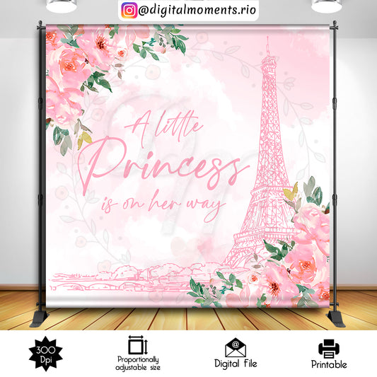 Paris Baby Shower 8x8 Custom Backdrop, Digital file only