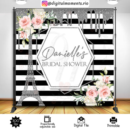 Paris Stripes 8x8, events, custom, birthday, 8x8, backdrop, paris