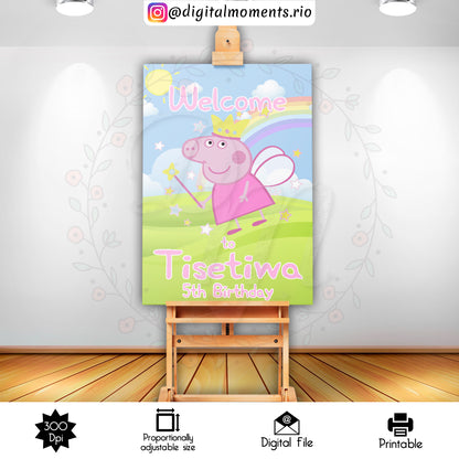 Peppa 20x30, 2x3, events, custom, pig, sign, peppa