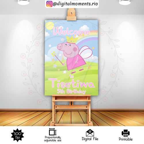 Peppa 20x30, 2x3, events, custom, pig, sign, peppa