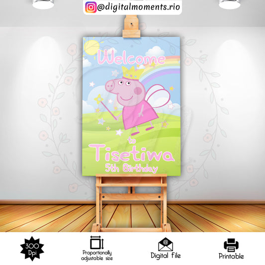 Peppa Pig 2x3 Signo personalizado, solo archivo digital