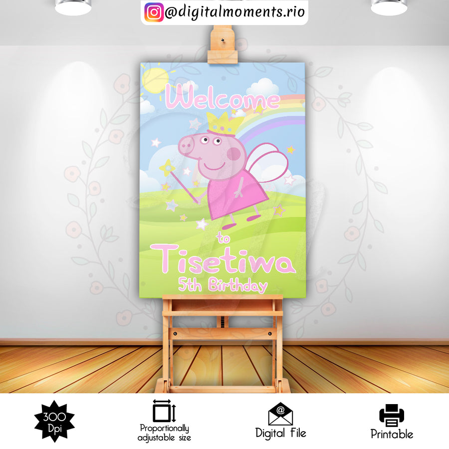 Peppa Pig 2x3 Custom sign, Digital file only | Custom Digital Download for Kids Party or Event