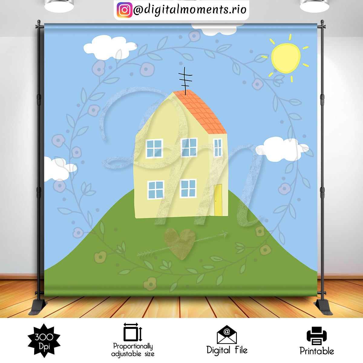 Peppa Pig 8x8 Digital Backdrop Design, Instant Download