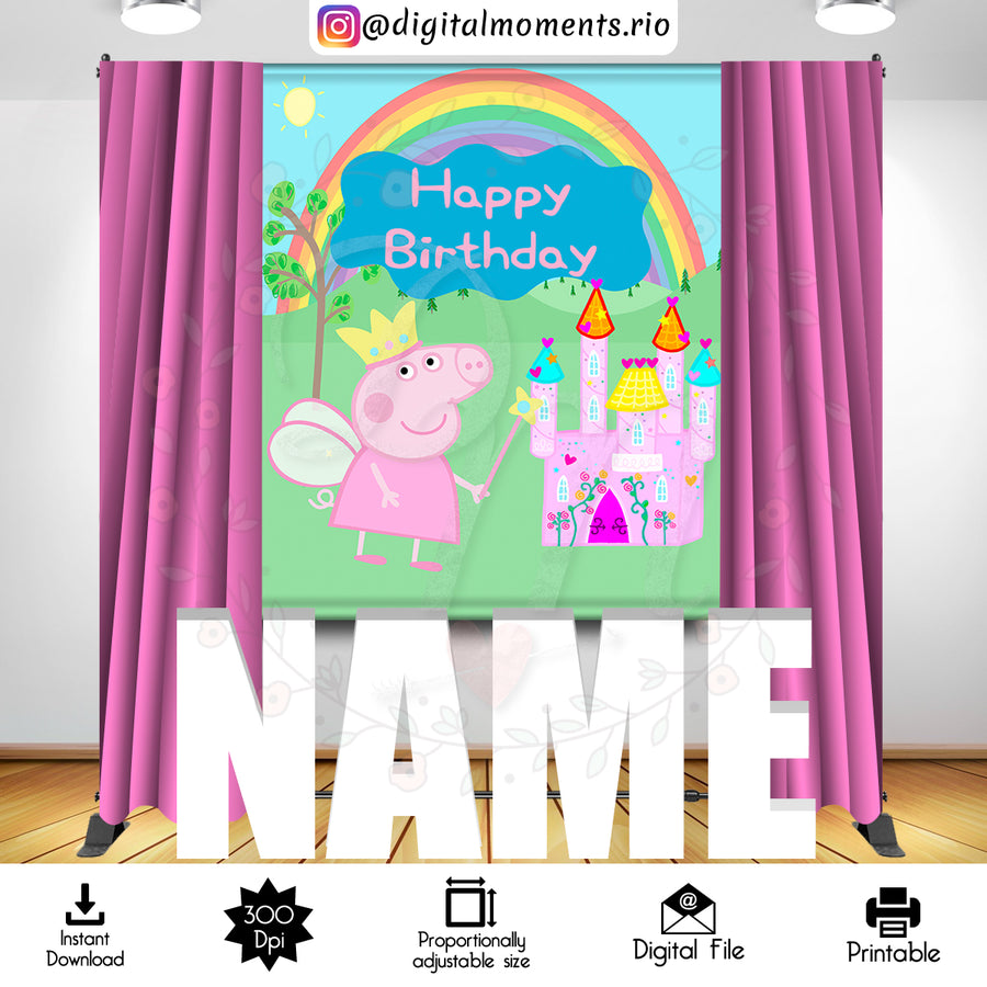 Peppa Pig 5x6 Digital Backdrop Design, Instant Download | Custom Digital Download for Kids Party or Event
