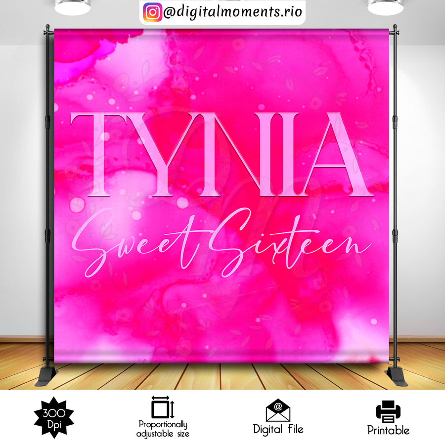 Shades of Pink Sweet 16 8x8 custom backdrop, Digital file only | Custom Digital Download for Kids Party or Event