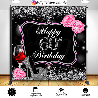 Pink Roses - Backdrop - Birthday