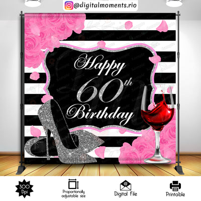 Pink Roses - Backdrop - Birthday