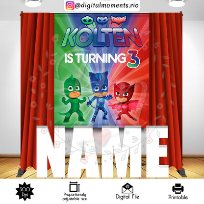 Pj Masks 5x6, masks, events, 5x6, custom, backdrop