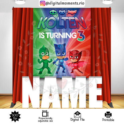 Pj Masks 5x6, masks, events, 5x6, custom, backdrop