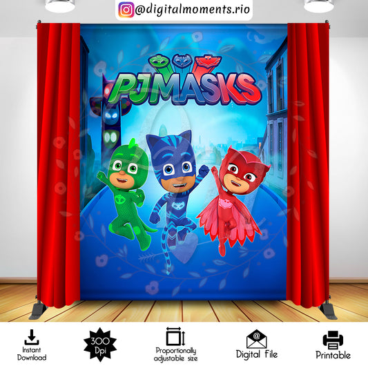 PJ Masks 6x8 Diseño de fondo digital, descarga instantánea