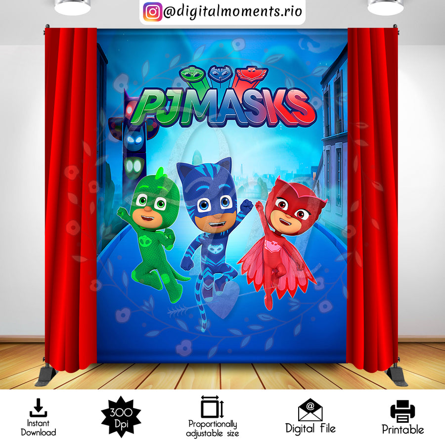 PJ Masks 6x8 Digital Backdrop Design, Instant Download | Custom Digital Download for Kids Party or Event