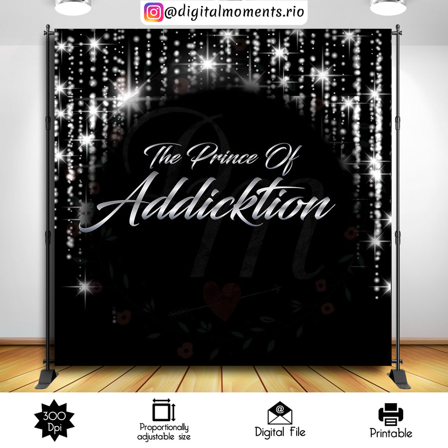Black and Silver 8x8 custom backdrop, Digital file only | Custom Digital Download for Kids Party or Event