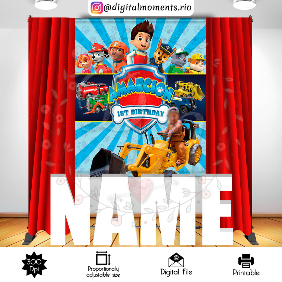 Paw Patrol 5x6 custom backdrop, Digital file only | Custom Digital Download for Kids Party or Event