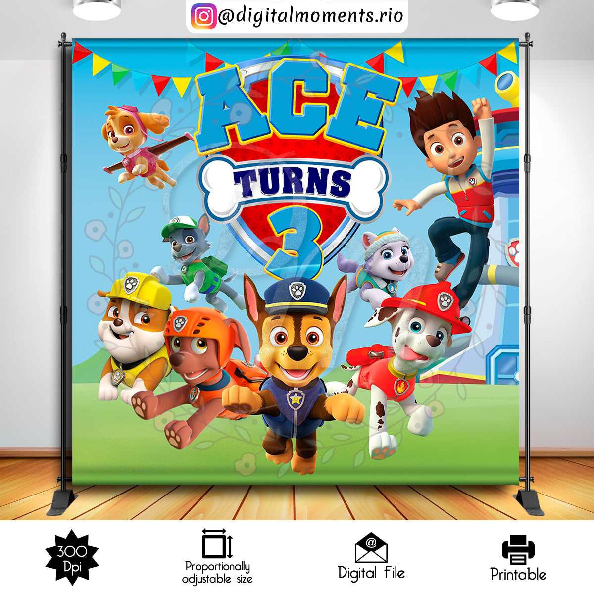 Paw Patrol 8x8 Fondo personalizado, solo archivo digital