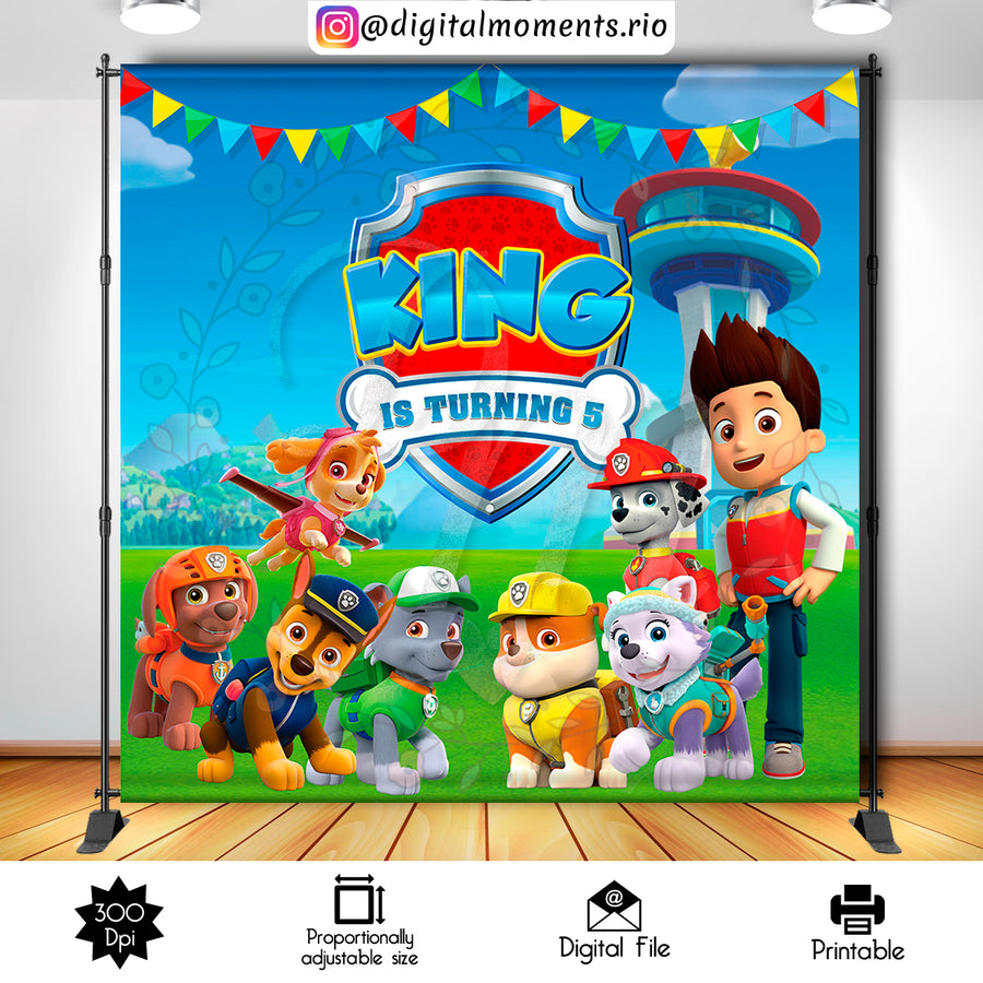 Paw Patrol 8x8 Custom Backdrop, Digital file only