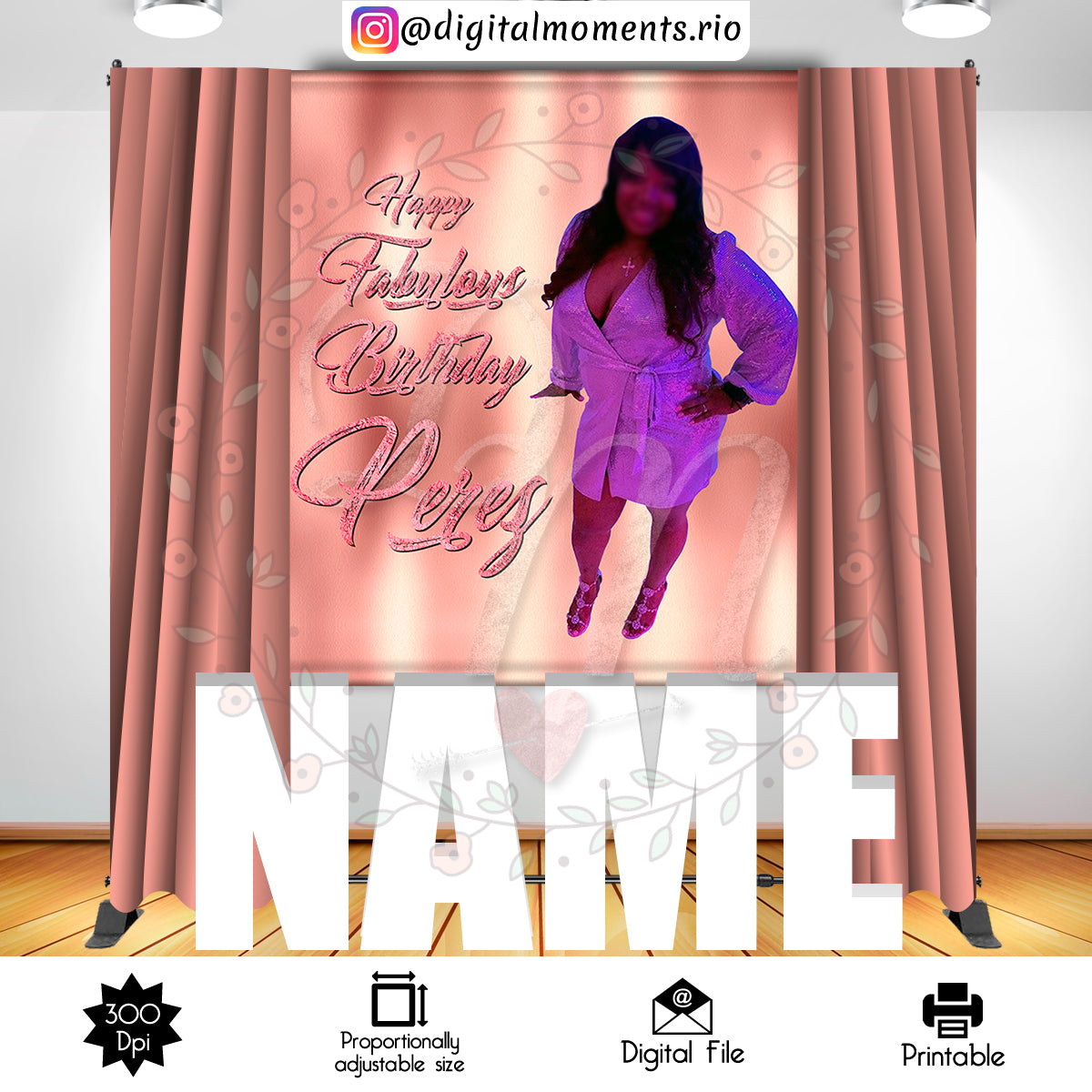 Fondo personalizado Rose Gold 5x6 con imagen, solo archivo digital