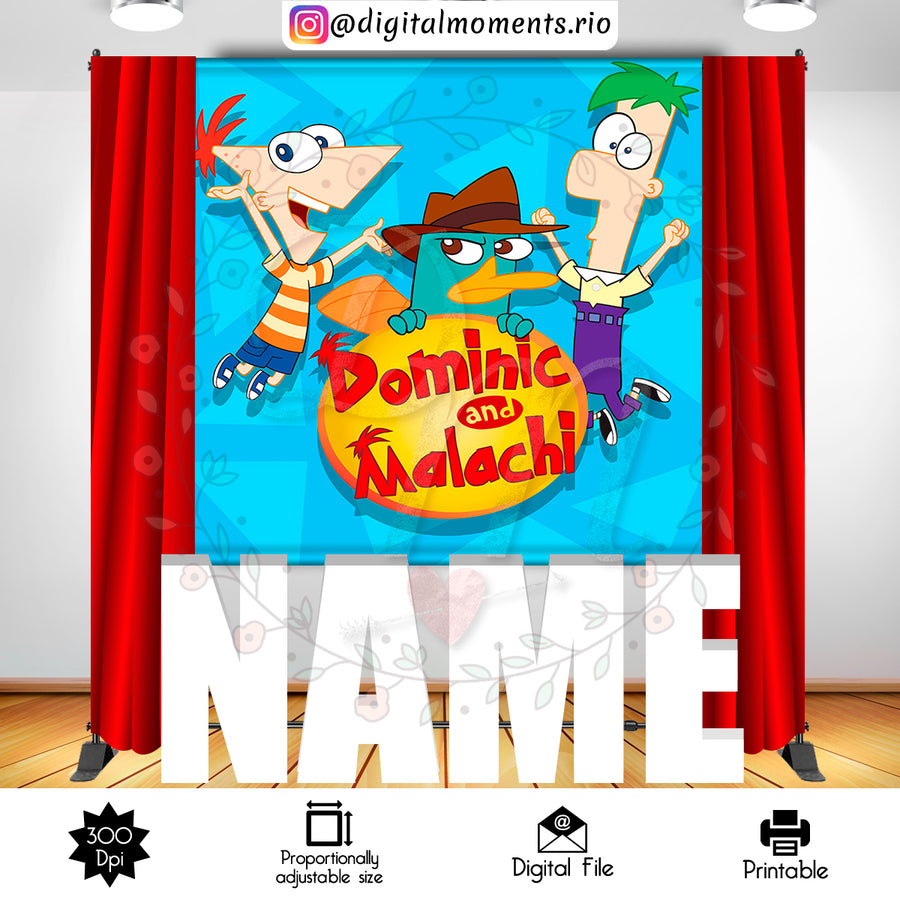 Phineas and Ferb 6x6 Custom backdrop, Digital files only | Custom Digital Download for Kids Party or Event