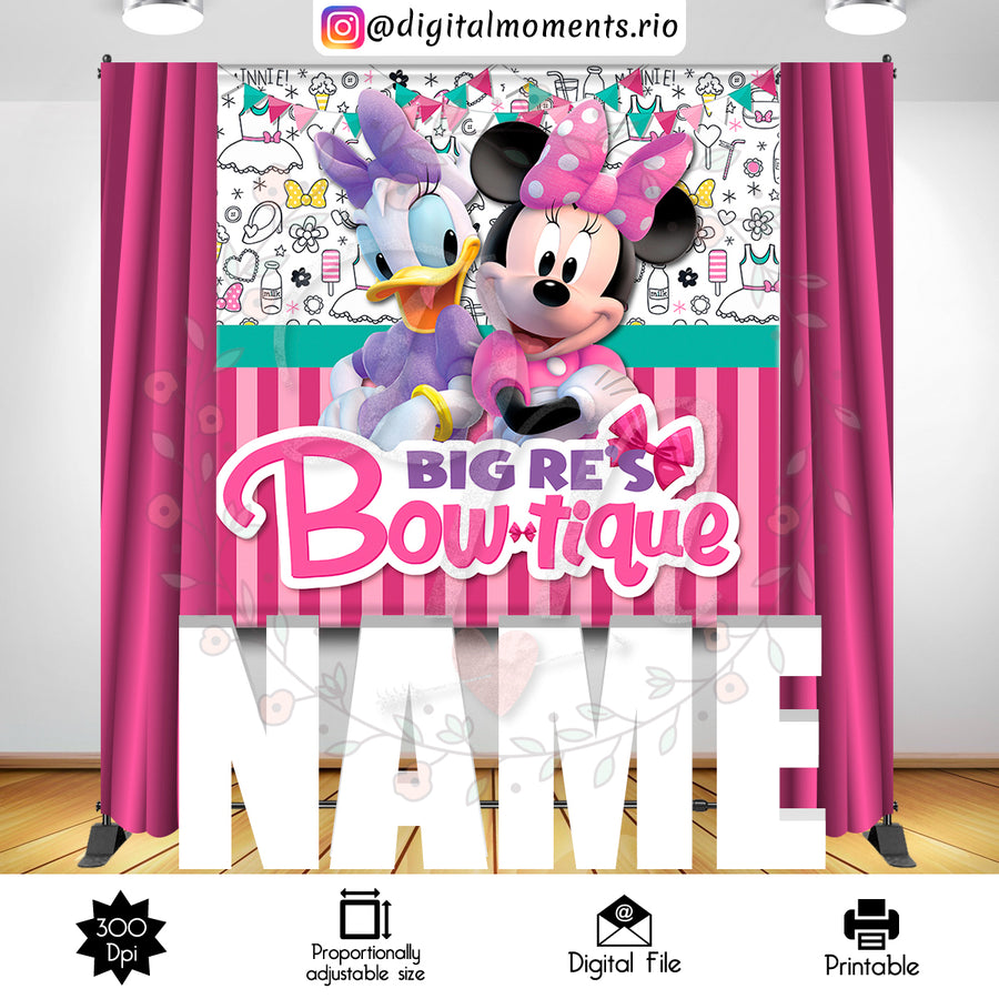Minnie Mouse Bowtique 6x6 Custom Backdrop, Digital file only | Custom Digital Download for Kids Party or Event