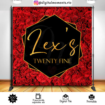 Red Roses - Backdrop - Birthday