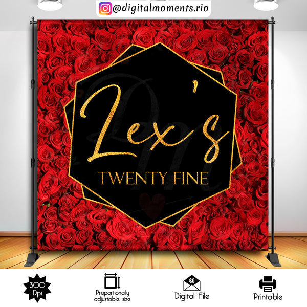 Red Roses 8x8 Custom Backdrop, DIGITAL FILE ONLY | Custom Digital Download for Kids Party or Event